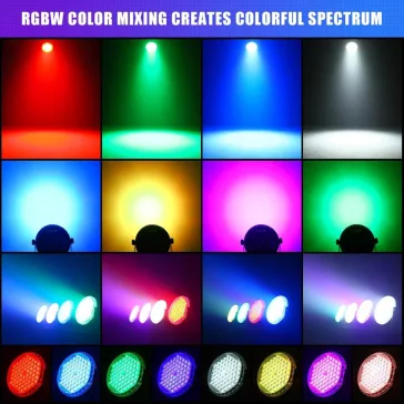  ZonQoonz ZQ01638 RGBW LED Stage Light, 60x2W, 180W, AC 240V, DMX 8CH, Sound Activated, Remote Control, Auto Mód, Strobe, Állvány, Fekete