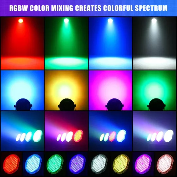 ZonQoonz ZQ01638 RGBW LED Stage Light, 60x2W, 180W, AC 240V, DMX 8CH, Sound Activated, Remote Control, Auto Mód, Strobe, Állvány, Fekete ZonQoonz ZQ01638 RGBW LED Stage Light, 60x2W, 180W, AC 240V, DMX 8CH, Sound Activated, Remote Control, Auto Mód, Strobe, Állvány, Fekete