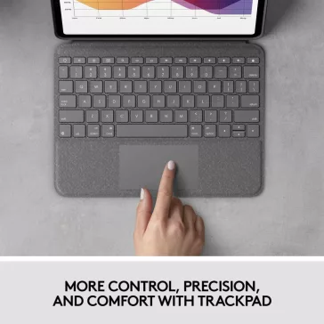   Logitech Folio Touch Billentyűzet Tok, iPad Air 4/5 / 11” (M2/M3), Touchpad, Háttérvilágított Billentyűk, Scissor Switch, 78 Gomb, Smart Connector, Állítható Támasz, Grafitszürke