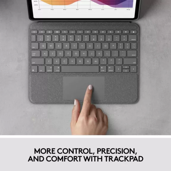 Logitech Folio Touch Billentyűzet Tok, iPad Air 4/5 / 11” (M2/M3), Touchpad, Háttérvilágított Billentyűk, Scissor Switch, 78 Gomb, Smart Connector, Állítható Támasz, Grafitszürke Logitech Folio Touch Billentyűzet Tok, iPad Air 4/5 / 11” (M2/M3), Touchpad, Háttérvilágított Billentyűk, Scissor Switch, 78 Gomb, Smart Connector, Állítható Támasz, Grafitszürke