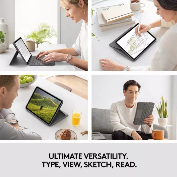 Logitech Folio Touch Billentyűzet Tok, iPad Air 4/5 / 11” (M2/M3), Touchpad, Háttérvilágított Billentyűk, Scissor Switch, 78 Gomb, Smart Connector, Állítható Támasz, Grafitszürke Logitech Folio Touch Billentyűzet Tok, iPad Air 4/5 / 11” (M2/M3), Touchpad, Háttérvilágított Billentyűk, Scissor Switch, 78 Gomb, Smart Connector, Állítható Támasz, Grafitszürke