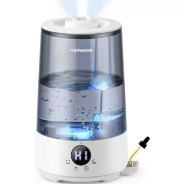   Homvana H101 Párásító, 3,6 L, Hideg Párásítás, Aroma Diffúzor, 7 Szín Hangulatfény, Éjszakai Fény, Digitális Kijelző, Csendes, Időzítő, Auto Shut Off, Érintésvezérlés, BPA-Mentes