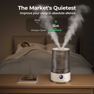   Homvana H101 Párásító, 3,6 L, Hideg Párásítás, Aroma Diffúzor, 7 Szín Hangulatfény, Éjszakai Fény, Digitális Kijelző, Csendes, Időzítő, Auto Shut Off, Érintésvezérlés, BPA-Mentes