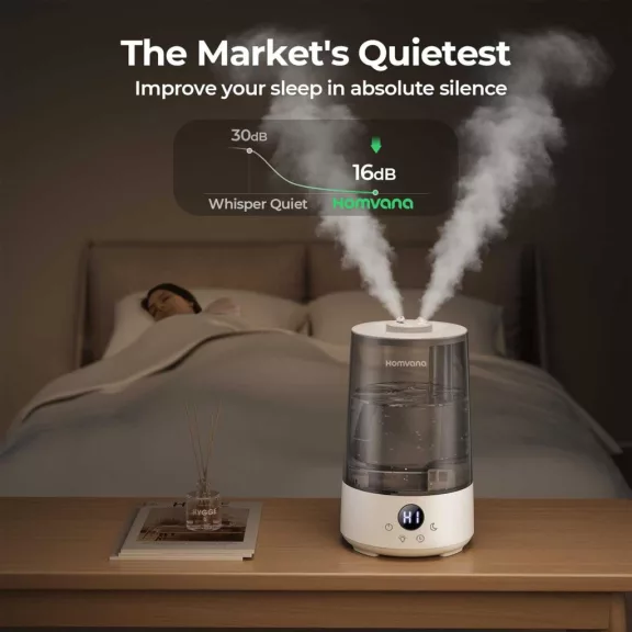 Homvana H101 Párásító, 3,6 L, Hideg Párásítás, Aroma Diffúzor, 7 Szín Hangulatfény, Éjszakai Fény, Digitális Kijelző, Csendes, Időzítő, Auto Shut Off, Érintésvezérlés, BPA-Mentes