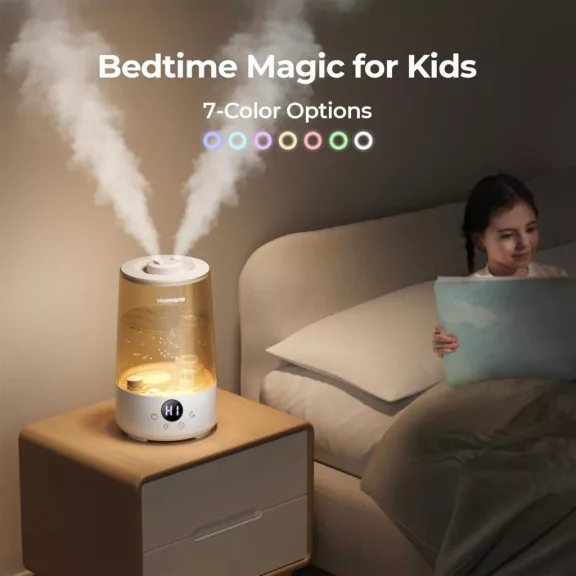 Homvana H101 Párásító, 3,6 L, Hideg Párásítás, Aroma Diffúzor, 7 Szín Hangulatfény, Éjszakai Fény, Digitális Kijelző, Csendes, Időzítő, Auto Shut Off, Érintésvezérlés, BPA-Mentes