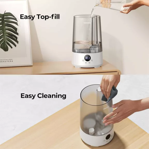 Homvana H101 Párásító, 3,6 L, Hideg Párásítás, Aroma Diffúzor, 7 Szín Hangulatfény, Éjszakai Fény, Digitális Kijelző, Csendes, Időzítő, Auto Shut Off, Érintésvezérlés, BPA-Mentes