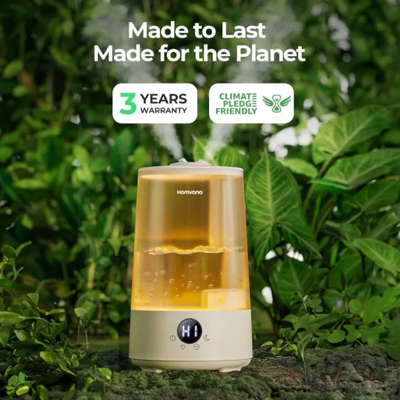 Homvana H101 Párásító, 3,6 L, Hideg Párásítás, Aroma Diffúzor, 7 Szín Hangulatfény, Éjszakai Fény, Digitális Kijelző, Csendes, Időzítő, Auto Shut Off, Érintésvezérlés, BPA-Mentes
