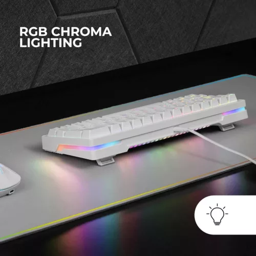 Mars Gaming MKMINIPROWBF R Mechanikus Billentyűzet, 60%, 61 Gomb, AZERTY Francia, Blue Switch, Hot-Swap, RGB Chroma, USB 2.0, USB-C, Fehér