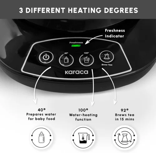KARACA Caysever Török Teakészítő, Elektromos Teafőző, 1.5 L Vízforraló, 0.8 L Üveg Teáskanna Szűrővel, 1700 W, 230 V, Hangos Értesítés, Ezüst