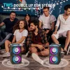TPBEAT TP-BA-02 Hordozható Bluetooth Hangszóró, 80W Csúcsteljesítmény, 2.1 Sztereó, 4 Hangszóró, Bass Boost, LED Fény, TWS, USB, AUX, Fekete