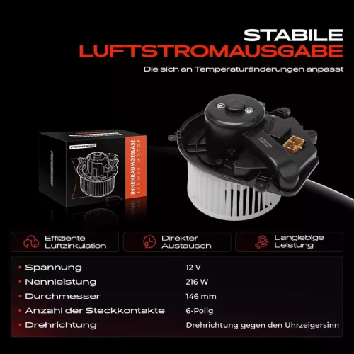 Frankberg Utastér Ventilátor, Audi A4 (B5) 8D2, 1.6-2.8, A4 Avant 8D5 B5 1.6-2.8 1997-2001, 12 V, 2000 1/min, 6 Pólus, Beépített Szabályzó, Fém