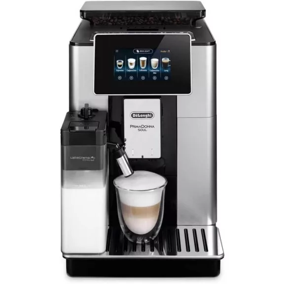 DeLonghi PrimaDonna Soul ECAM610.55.SB Automata Kávéfőző, 1450 W, 220 V, 2,2 L, Beépített Kávédaráló, Érintőképernyő, Újrahasználható Szűrő, Fém DeLonghi PrimaDonna Soul ECAM610.55.SB Automata Kávéfőző, 1450 W, 220 V, 2,2 L, Beépített Kávédaráló, Érintőképernyő, Újrahasználható Szűrő, Fém