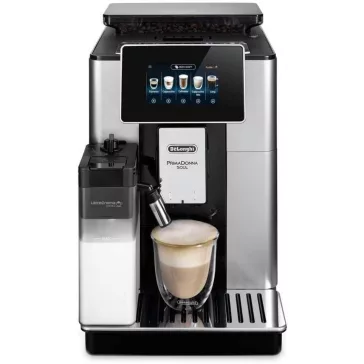   DeLonghi PrimaDonna Soul ECAM610.55.SB Automata Kávéfőző, 1450 W, 220 V, 2,2 L, Beépített Kávédaráló, Érintőképernyő, Újrahasználható Szűrő, Fém