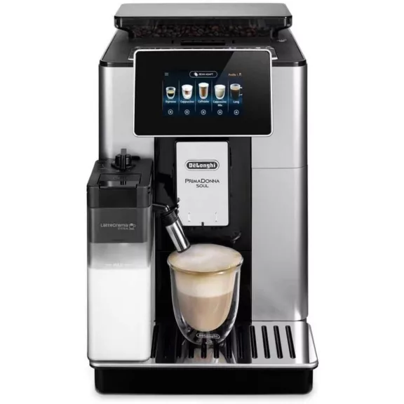 DeLonghi PrimaDonna Soul ECAM610.55.SB Automata Kávéfőző, 1450 W, 220 V, 2,2 L, Beépített Kávédaráló, Érintőképernyő, Újrahasználható Szűrő, Fém DeLonghi PrimaDonna Soul ECAM610.55.SB Automata Kávéfőző, 1450 W, 220 V, 2,2 L, Beépített Kávédaráló, Érintőképernyő, Újrahasználható Szűrő, Fém
