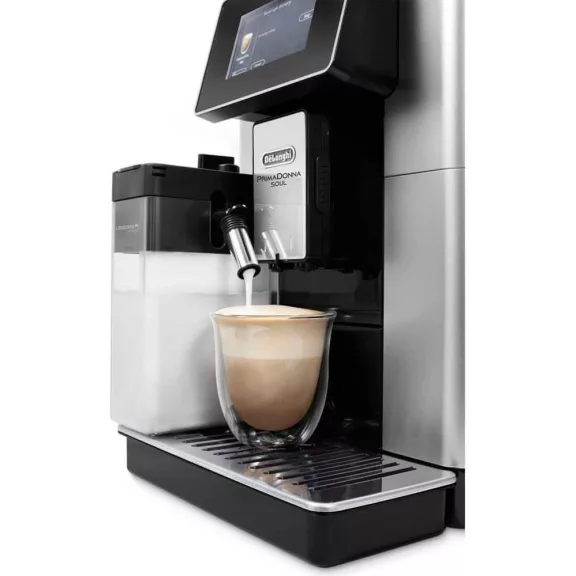 DeLonghi PrimaDonna Soul ECAM610.55.SB Automata Kávéfőző, 1450 W, 220 V, 2,2 L, Beépített Kávédaráló, Érintőképernyő, Újrahasználható Szűrő, Fém DeLonghi PrimaDonna Soul ECAM610.55.SB Automata Kávéfőző, 1450 W, 220 V, 2,2 L, Beépített Kávédaráló, Érintőképernyő, Újrahasználható Szűrő, Fém