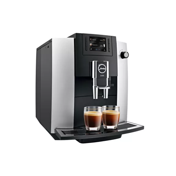 Jura E600 Platin Automata Kávéfőző, 1450 W, TFT Kijelző, 1,9 L Víztartály, 280 g Babtartály, 16 Adagos Zacctartály, CLARIS Smart, Automatikus Tisztítás, P.E.P Jura E600 Platin Automata Kávéfőző, 1450 W, TFT Kijelző, 1,9 L Víztartály, 280 g Babtartály, 16 Adagos Zacctartály, CLARIS Smart, Automatikus Tisztítás, P.E.P