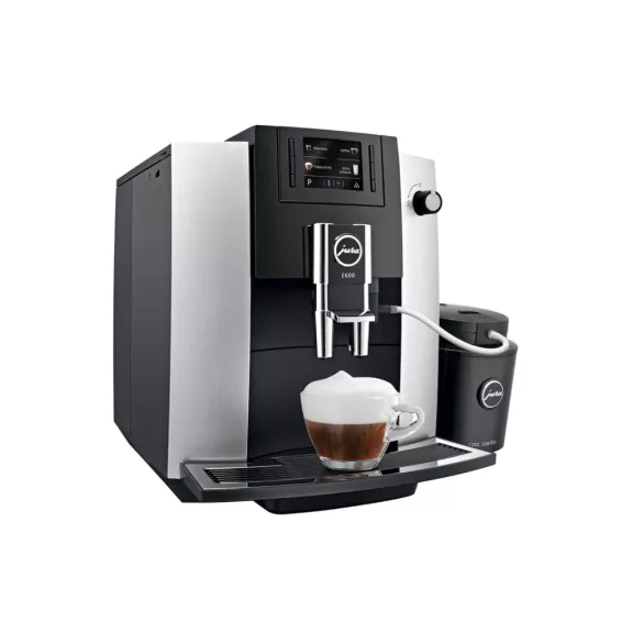 Jura E600 Platin Automata Kávéfőző, 1450 W, TFT Kijelző, 1,9 L Víztartály, 280 g Babtartály, 16 Adagos Zacctartály, CLARIS Smart, Automatikus Tisztítás, P.E.P Jura E600 Platin Automata Kávéfőző, 1450 W, TFT Kijelző, 1,9 L Víztartály, 280 g Babtartály, 16 Adagos Zacctartály, CLARIS Smart, Automatikus Tisztítás, P.E.P