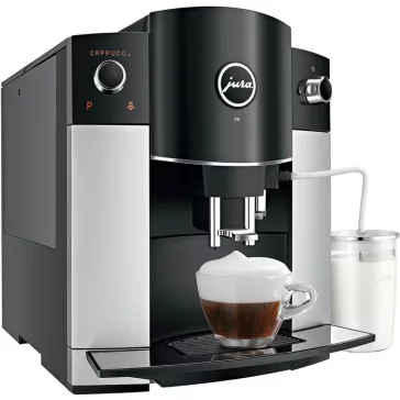   JURA D600 Platin Automata Kávéfőző, 1450 W, 230 V, 1,9 L, Aroma G2 Őrlő, PEP, Vízszűrő, Tejhabosító, Fekete-Platina
