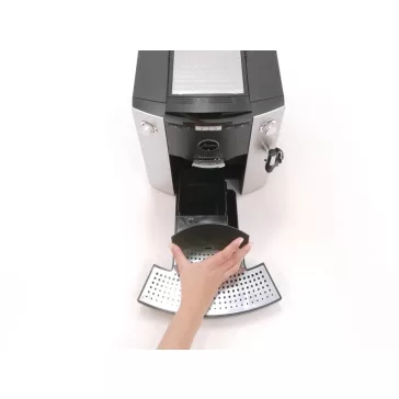   Jura Impressa F50 13235 Automata Kávéfőző, 1450 W, 230 V, 1,9 L Víztartály, 200 g Babtartály, 6 Fokozatú Kúpos Őrlő, 5–16 g, CLARIS Szűrő Kompatibilis, Platina/Fekete