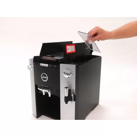 Jura Impressa F50 13235 Automata Kávéfőző, 1450 W, 230 V, 1,9 L Víztartály, 200 g Babtartály, 6 Fokozatú Kúpos Őrlő, 5–16 g, CLARIS Szűrő Kompatibilis, Platina/Fekete Jura Impressa F50 13235 Automata Kávéfőző, 1450 W, 230 V, 1,9 L Víztartály, 200 g Babtartály, 6 Fokozatú Kúpos Őrlő, 5–16 g, CLARIS Szűrő Kompatibilis, Platina/Fekete
