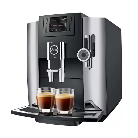 Jura E800 Chrome 15072 Automata Kávéfőző, 1450 W, 1,9 L Víztartály, 280 g Babtartály, Aroma G3 Őrlő, P.E.P., CLARIS Smart, 12 Ital, 2 Csésze, TFT-Kijelző, Króm/Fekete Jura E800 Chrome 15072 Automata Kávéfőző, 1450 W, 1,9 L Víztartály, 280 g Babtartály, Aroma G3 Őrlő, P.E.P., CLARIS Smart, 12 Ital, 2 Csésze, TFT-Kijelző, Króm/Fekete
