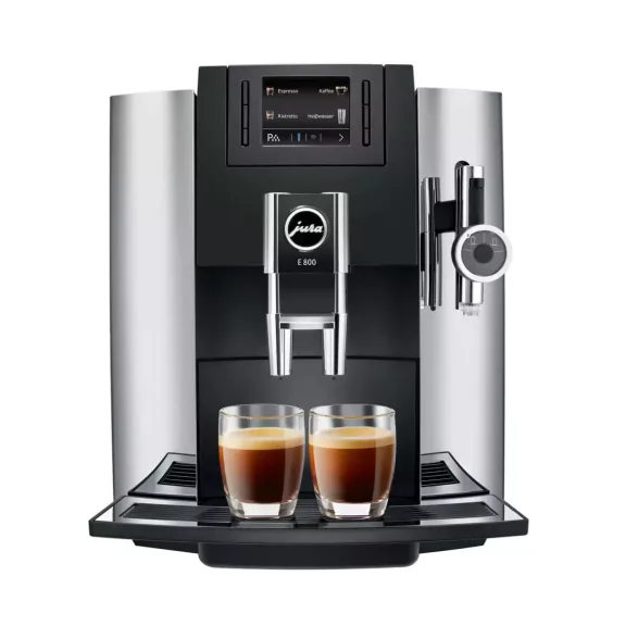 Jura E800 Chrome 15072 Automata Kávéfőző, 1450 W, 1,9 L Víztartály, 280 g Babtartály, Aroma G3 Őrlő, P.E.P., CLARIS Smart, 12 Ital, 2 Csésze, TFT-Kijelző, Króm/Fekete Jura E800 Chrome 15072 Automata Kávéfőző, 1450 W, 1,9 L Víztartály, 280 g Babtartály, Aroma G3 Őrlő, P.E.P., CLARIS Smart, 12 Ital, 2 Csésze, TFT-Kijelző, Króm/Fekete