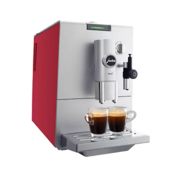   Jura ENA 5 Coffee Cherry Red Automata Kávéfőző, 1450 W, 1,1 L, 125 g, I.P.B.A.S., CLARIS Plus Szűrő, 1500 kPa, 5 Fokozatú Kúpos Őrlő, Kávécseresznye-vörös