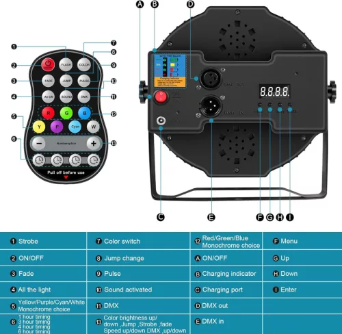 HOLDLAMP 36W Újratölthető RGBW LED Színpadi Fény