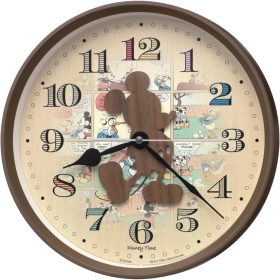   Seiko FW590B Disney Mickey Mouse Falióra, 28 cm Átmérő, Barna Szín, Analóg Kijelző, Hétköznapi Stílus, AA Elem