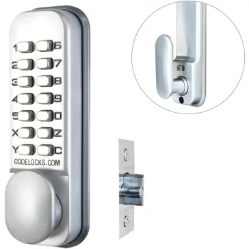   Codelocks CL155 Mortice Latch Mechanikus Zár, Kódos Beléptetés, Belső Külső Használat, Alacsony Forgalom, Cink, Ezüstszürke