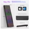 TECURS WK007 Vezeték Nélküli Billentyűzet, 2.4G, QWERTY UK, Teljes Méret, Csendes Membrán, LED Háttérvilágítás, Újratölthető Akkumulátor, Fekete