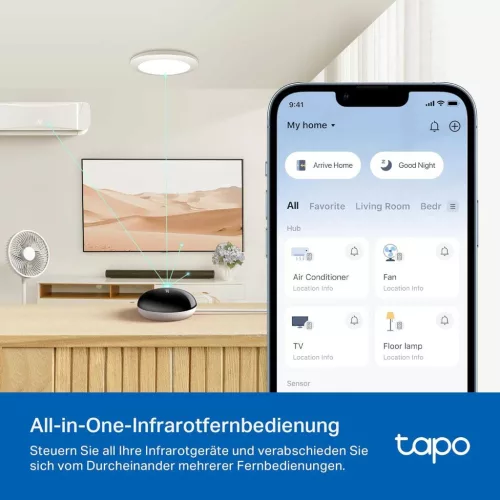 Tapo H110 Infra Okos Hub, Matter Kompatibilis, 18 Eszköztípus, 8000 Márka, WLAN 2.4 GHz, Tapo Szenzor Hub, Hangvezérlés, Távvezérlés, Geokerítés, Offline Vezérlés, Fekete