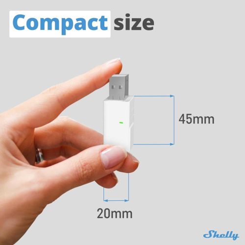 Shelly BLU Gateway Bluetooth WiFi Gateway, GWF-KZ01, USB-A Dongle, Router Kompatibilis, 50 Mbit/s, MQTT, Okos Otthon, Android, iOS, Fehér