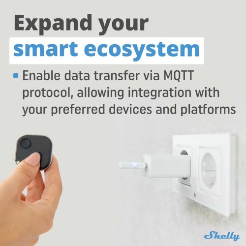 Shelly BLU Gateway Bluetooth WiFi Gateway, GWF-KZ01, USB-A Dongle, Router Kompatibilis, 50 Mbit/s, MQTT, Okos Otthon, Android, iOS, Fehér