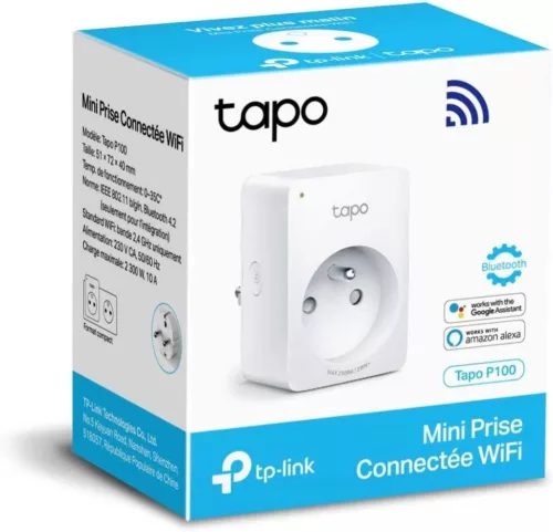 TP-Link Tapo P100 Okos WiFi Dugalj, 10 A, 220 V, ON-OFF, Amazon Alexa, Google Home, Siri Parancsok, Tapo App, Időzítés, Távoli Vezérlés, Fehér