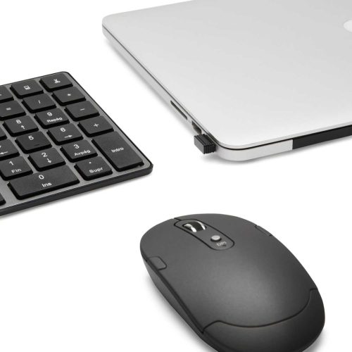 Amazon Basics Vezeték Nélküli Billentyűzet És Egér Szett, USB, 2.4 GHz, Újratölthető Lítium Akkumulátor, Csendes, Ultra Vékony, Numerikus Billentyűzet, Fekete