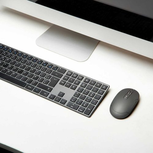 Amazon Basics Vezeték Nélküli Billentyűzet És Egér Szett, USB, 2.4 GHz, Újratölthető Lítium Akkumulátor, Csendes, Ultra Vékony, Numerikus Billentyűzet, Fekete