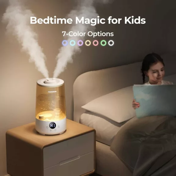 Homvana H101 Párásító, 3,6 L, Állítható Páratartalom, Hideg Pára, Aroma Diffuser, 23 dB, Automatikus Kikapcsolás, Digitális Kijelző, Szürke
