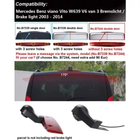   Kalakus B7239+Monitor Tolatókamera Készlet, Mercedes Benz Viano Vito W639, 3. Féklámpa, CCD, 170 Fok Látószög, IP67, Éjjellátó, RCA, 12V