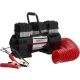 Amazon Basics AC010178C Hordozható Digitális Kompresszor, 12V, Két Hengeres, 8,3bar, 60 L/perc, 50 L Kapacitás, LED Fény, Auto Kikapcsolás, 5 m Tömlő, Akkucsipesz, Táska, Fekete Piros