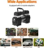 Amazon Basics AC010178C Hordozható Digitális Kompresszor, 12V, Két Hengeres, 8,3bar, 60 L/perc, 50 L Kapacitás, LED Fény, Auto Kikapcsolás, 5 m Tömlő, Akkucsipesz, Táska, Fekete Piros
