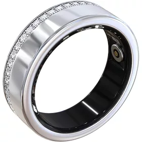   CNBRO JYV8FS Smart Ring, 9-es Méret, Rozsdamentes Acél, Android iOS Kompatibilis, Pulzusmérő, Alvásmonitor, Pedométer, Kalóriaszámláló, Bluetooth, Ezüst