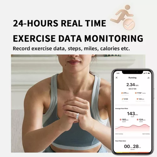 CNBRO JYV8FS Smart Ring, 9-es Méret, Rozsdamentes Acél, Android iOS Kompatibilis, Pulzusmérő, Alvásmonitor, Pedométer, Kalóriaszámláló, Bluetooth, Ezüst