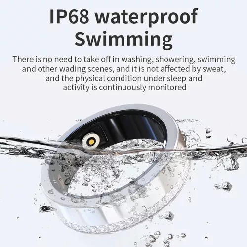 CNBRO JYV8FS Smart Ring, 9-es Méret, Rozsdamentes Acél, Android iOS Kompatibilis, Pulzusmérő, Alvásmonitor, Pedométer, Kalóriaszámláló, Bluetooth, Ezüst