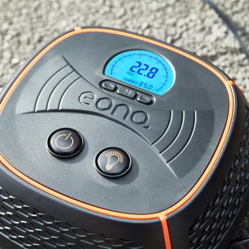 Ring Eono Essentials 2018 Digitális Autógumi Kompresszor, Előre Beállítható Nyomás, 12V, LED Fény, 60cm Tömlő, 3,3m Kábel, Fekete