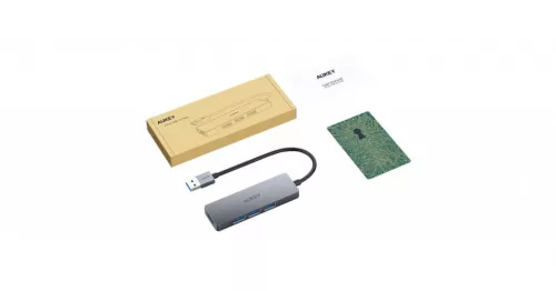 Aukey 4-port USB 3.0 Hub Model: CB-AUKEY CB-H36 4-Portos USB 3.0 HUB – Vékony Alumínium Kivitel, 5 Gbps Adatátvitel