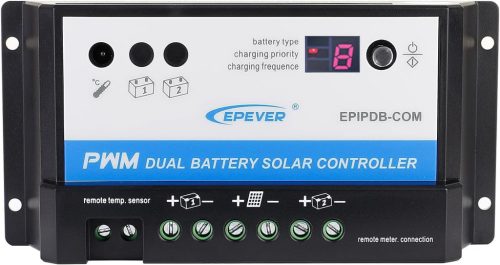 EPEVER 20A Dual Akkumulátor Napelemes Töltésszabályozó 12V/24V
