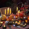 OSALADI Halloweeni LED Póklámpás Fekete Gyertya, 12 darabos, Meleg fehér Villogó