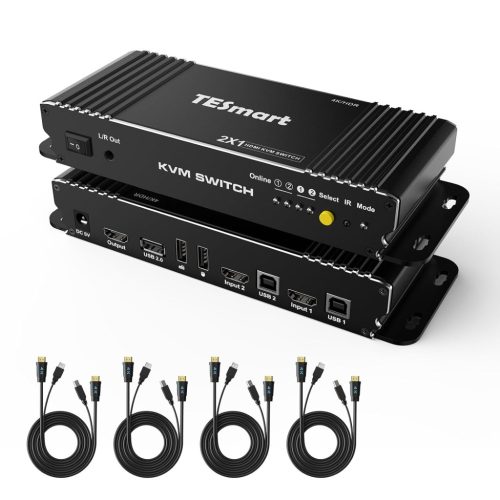 TESmart 4K HDMI KVM Switch 2 az 1-ben USB porttal