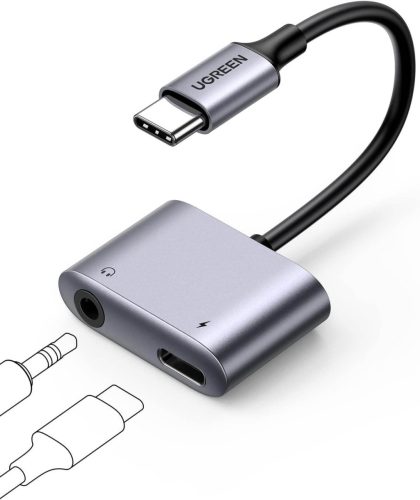 UGREEN USB-C 3,5 mm Jack és Töltő Adapter – 2 az 1-ben, PD 60 W Gyorstöltés